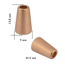 Наконечник для шнура металл TBY OR.0305-5331 (13.8х9мм, отв.5мм) цв. мат.золото уп. 100шт