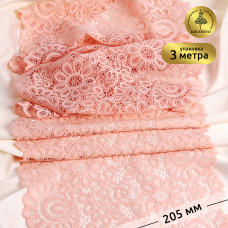 Кружево-стрейч KRUZHEVO арт.TBY.YSTL00839 шир.205мм цв.L168 серебристый пион уп.3м