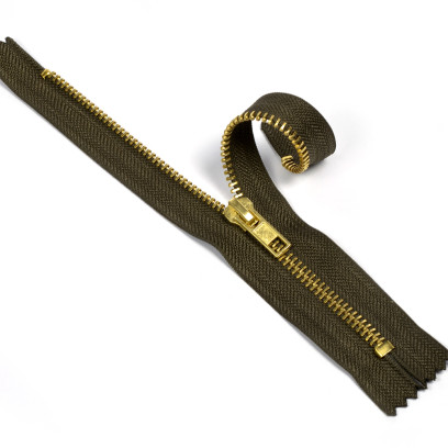 Молния MaxZipper джинсовая золото №5, 18см н/р цв.F328 хаки уп.10шт