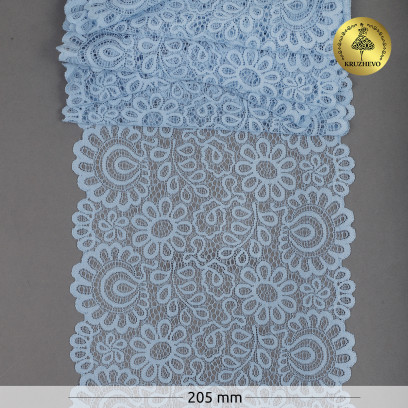 Кружево-стрейч KRUZHEVO арт.TBY.YSTL00839 шир.205мм цв.L3090 голубой уп.25м