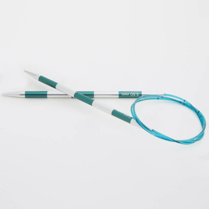 42089 Knit Pro Спицы круговые для вязания SmartStix 4мм/80см, алюминий, серебристый/изумрудный