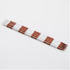 42034 Knit Pro Спицы чулочные для вязания SmartStix 6,5мм/20см, алюминий, серебристый/охра, 5шт