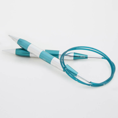 42097 Knit Pro Спицы круговые для вязания SmartStix 9мм/80см, алюминий, серебристый/изумрудный