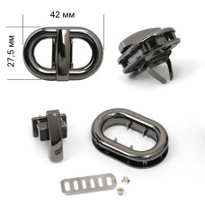 Застежка для сумки TBY.1413 42х27,5мм цв.черный никель уп.2шт